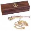 BR48212 - Brass / Copper Bosun Whistle, Wooden Box