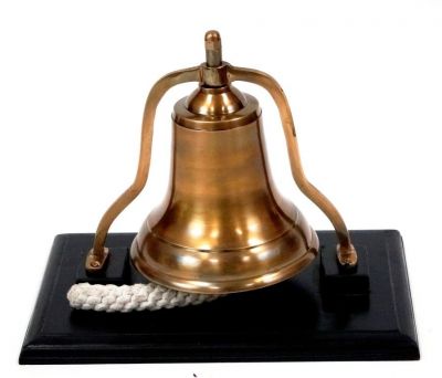 SH7530 - Brass Bell 8" on Wooden Base