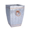 IR4240 - Galvanized Accent Vaze -Silver With Copper Trims And Handle