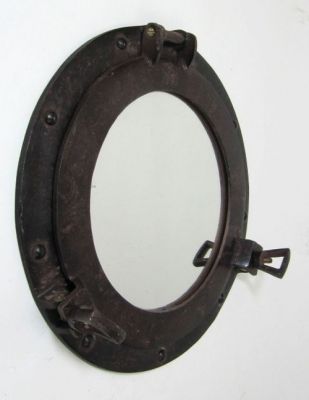 AL4870C - Porthole Mirror Aluminum Rust, 11"