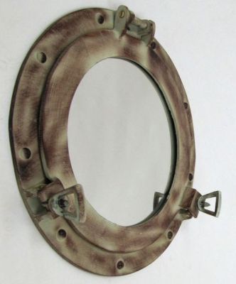 AL4870J - Porthole Mirror Aluminum Red-Brown, 11.25"W