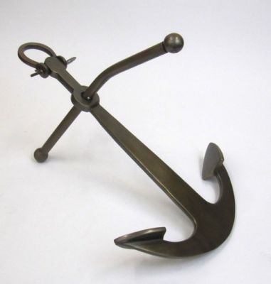 AL48885D - Aluminum Ship Anchor with Lever Crossbar - Antique Brass Finish