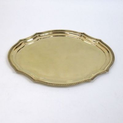 BR1407 - Solid Brass Tray, Rounded Oval Octagon