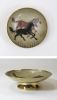 BR1475A - solid brass bowl with 2 horses running in a meadow