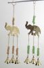 BR18552 - Brass Bell Chime - Elephant - 3 Bell, Assorted Color Beads