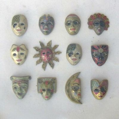 BR20015 - Brass Enameled Mask Set