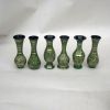 BR21023G - Brass, Enamel Vases, set of six. Green