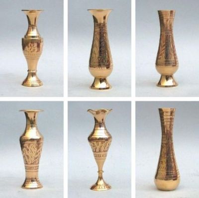 BR2117B - Solid Brass Vase Set, Etched