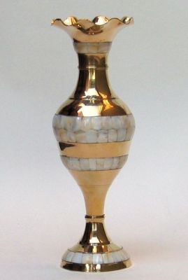 BR21225 - Brass Vase, Mother of Pearl