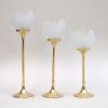 BR2221 - Brass Glass Tulip Candle Holder Set