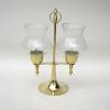 BR2246 - Brass Candle Holder Lamp, Glass Chimneys