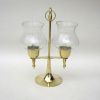 BR2246 - Brass Candle Holder Lamp, Glass Chimneys