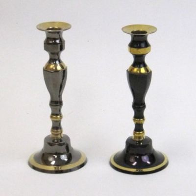 BR2266 - Solid brass Candle Stick Holder Black
