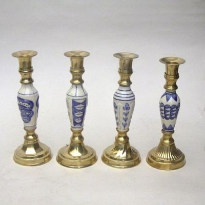 BR22741 - Ceramic candle holders, set of four