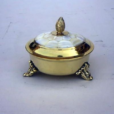 BR2330 - Solid Brass Powder Pot Mother of Pearl.
