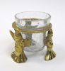 BR24031 - Brass Angel Stand Crackle Glass Container