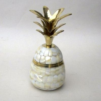 BR25495 - Brass & Mother Of Pearl Pineapple Box