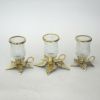 BR31272 - Brass, Glass Christmas candle holder Set of 3