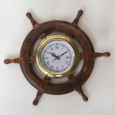 BR48249 - Ship Wheel Clock, 12"