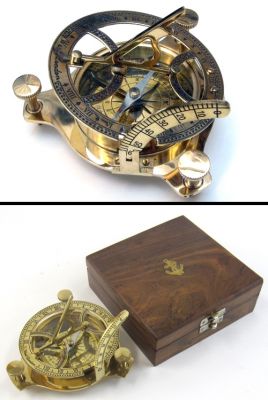 BR48342 - Sun Dial Compass Wood Box