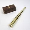 BR48521 - Solid Brass Pullout Telescope, Wooden Box