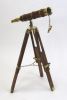 BR48543 - Telescope With Tripod- Natural Wood and Solid Brass