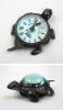 BR48658 - Brass And Glass Tortoise Clock For Wall Or Desk Antique Finish