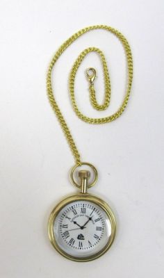 BR48659 - solid brass pocket watch with chain. Assorted historical designs.