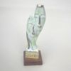 BR5080 - Brass Devotion Statue, Wooden Base