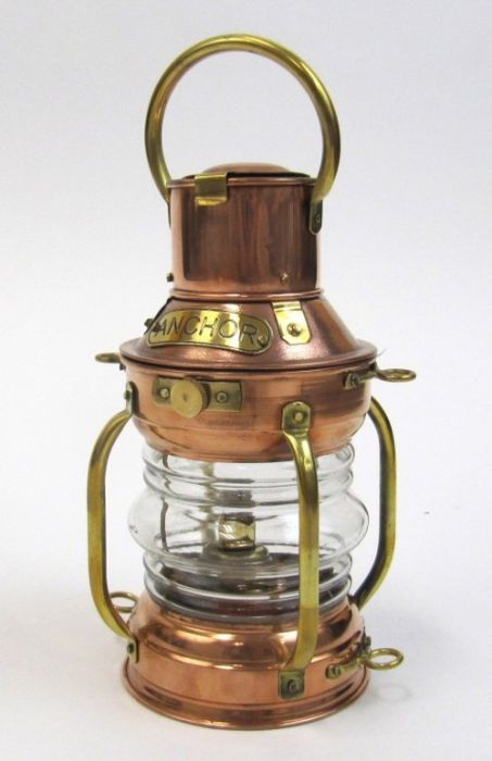 CO15241 - copper ship light - ANCHOR LAMP - with oil lamp. Small