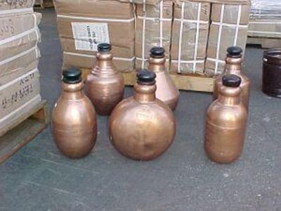 CO2966 - Metal Jugs With Corks, Copper Finish