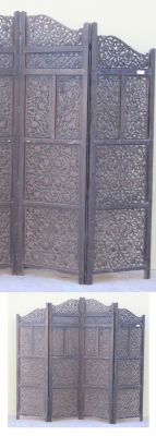 IE78666 - Carved Wooden Screen Half Round Big Flower