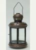 IR15310 - Iron Candle Lantern, Six-sided, Clear glass, Antique Finish