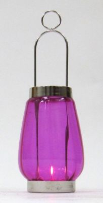 IR15375 - Candle Lantern Round Sliding Chrome Plated Color Glass