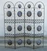 IR15861 - Sculpted Iron Screen, Room Divider, Sun Design 4-panel