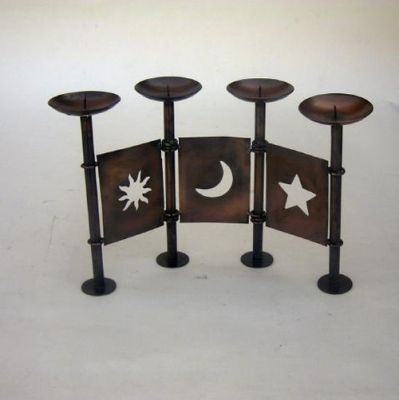 IR22770 - Iron Candle Holder Panels Antique Finish