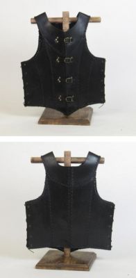 IR807237 - Black Faux Leather Armor Jacket Vest
