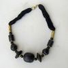 JR127 - Necklace, Threads Wood Beads, Black