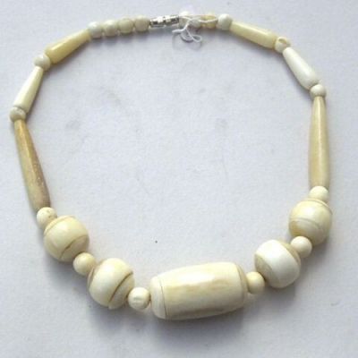 JR152 - Necklace Bone Beads Tubes Balls W/Barrel