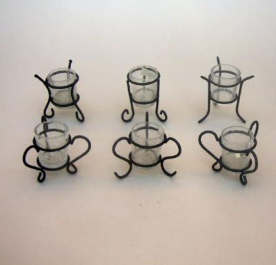 MR22791 - Votive Candle Holder Cracked Glass Set of 6