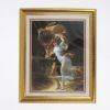 MR3303 - Painting With Frame And Glass Cover - Couple Running Holding A Blanket