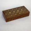 SH1055 - Wooden Box, Brass Inlay, Velvet Lining