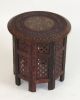 SH1203 - Carved Wooden Octagonal Table Brass Inlay