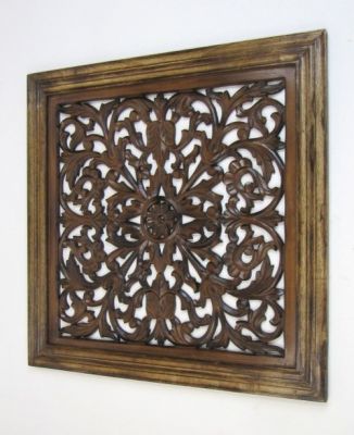 SH15758 - Carved wooden wall panel, wall hanging, leafs