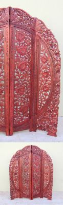 SH15824 - Carved Wooden Round Screen Room Divider Sheesham Wood