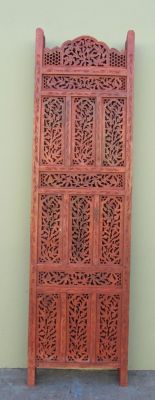 SH15866 - Carved Wooden Screen / Room Divider 4 Panel 6 Ft Leaf Jali