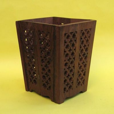 SH210 - Carved Wooden Screen Waste Paper Basket