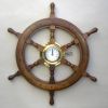 SH4864 - Wooden Ship Wheel Porthole Clock, 24"