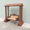 SH70091 - Carved Wooden Jhoola Swing, 4 Pillars With Canopy