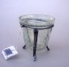 SP24092 - Cracked Glass Votive with silver plated Stand